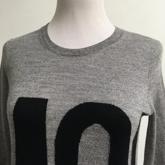Madewell Moi gray black merino wool graphic crew neck sweater XS - Picture 3 of 7